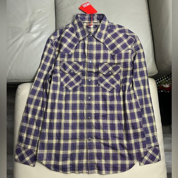 NWT - Diesel Men's Western Check Shirt - Size M - Picture 6 of 13
